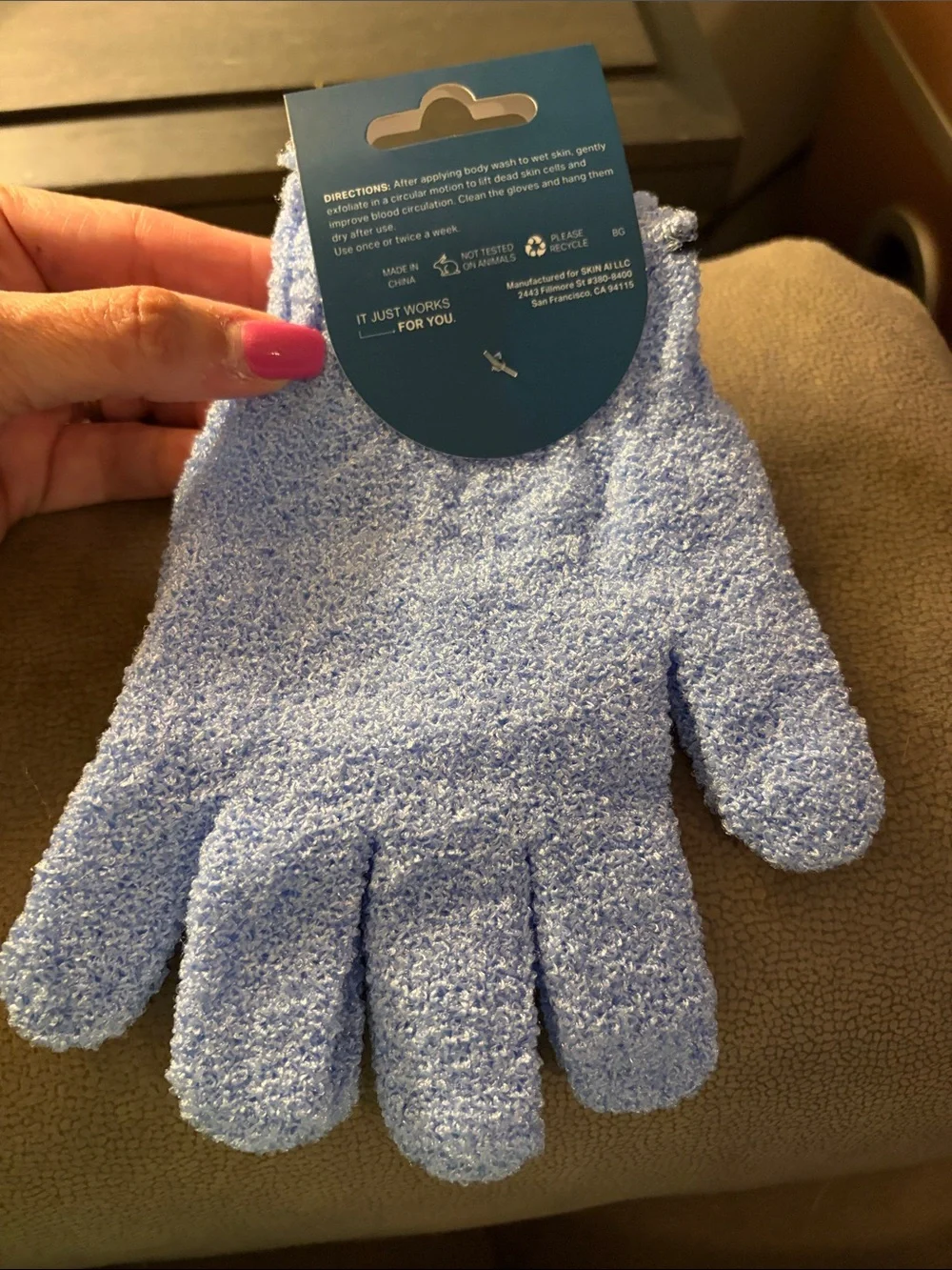 Your Light Blue Exfoliating Bath Gloves